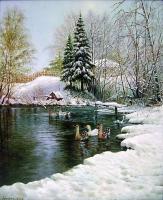 Oleg Kulagin Winter pond. Rural Landscape