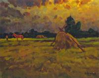 Vasily Belikov Red horse Rural Landscape