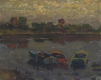 Vasily Belikov Three boats Landscape