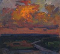 Vasily Belikov Pink evening Rural Landscape