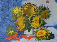 Moesey Li Sunflowers and crayfish Still Life