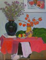 Moesey Li Still life with red tablecloth Still Life